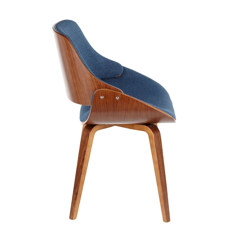 Mid-Century Modern Upholstered Dining Accent Chair with Bentwood Back