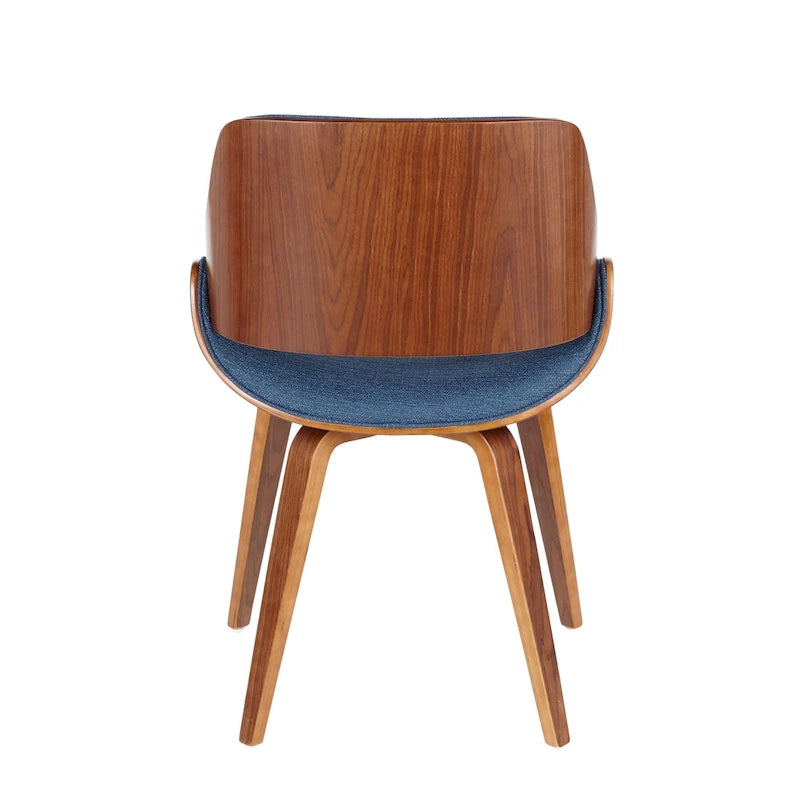 Mid-Century Modern Upholstered Dining Accent Chair with Bentwood Back