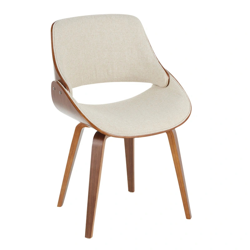 Mid-Century Modern Upholstered Dining Accent Chair with Bentwood Back