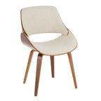 Mid-Century Modern Upholstered Dining Accent Chair with Bentwood Back