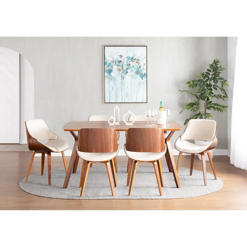 Mid-Century Modern Upholstered Dining Accent Chair with Bentwood Back