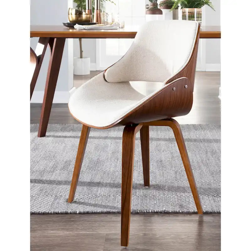 Mid-Century Modern Upholstered Dining Accent Chair with Bentwood Back