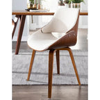 Mid-Century Modern Upholstered Dining Accent Chair with Bentwood Back