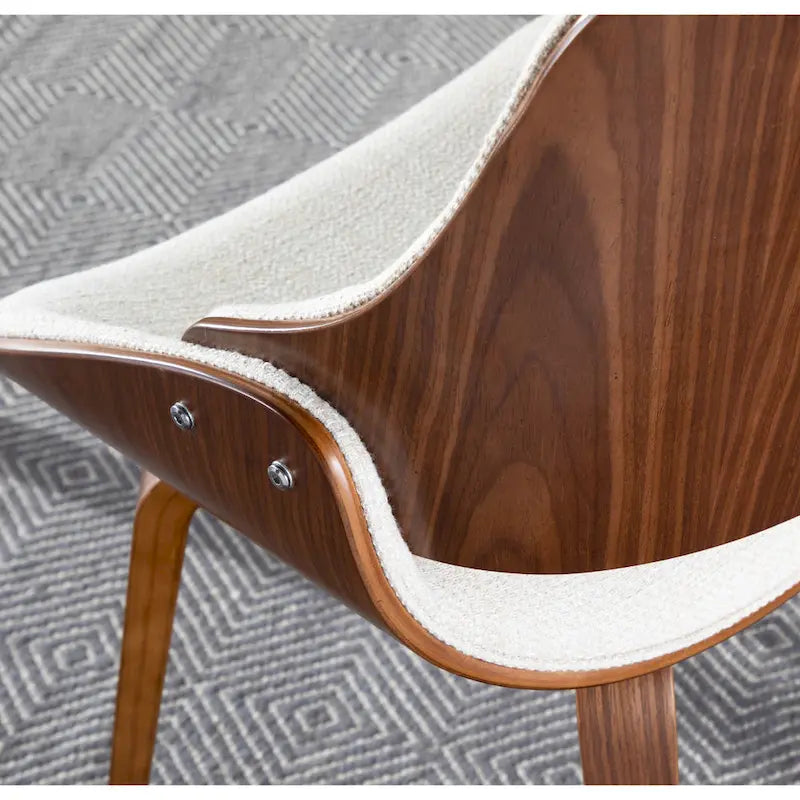 Mid-Century Modern Upholstered Dining Accent Chair with Bentwood Back