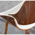 Mid-Century Modern Upholstered Dining Accent Chair with Bentwood Back
