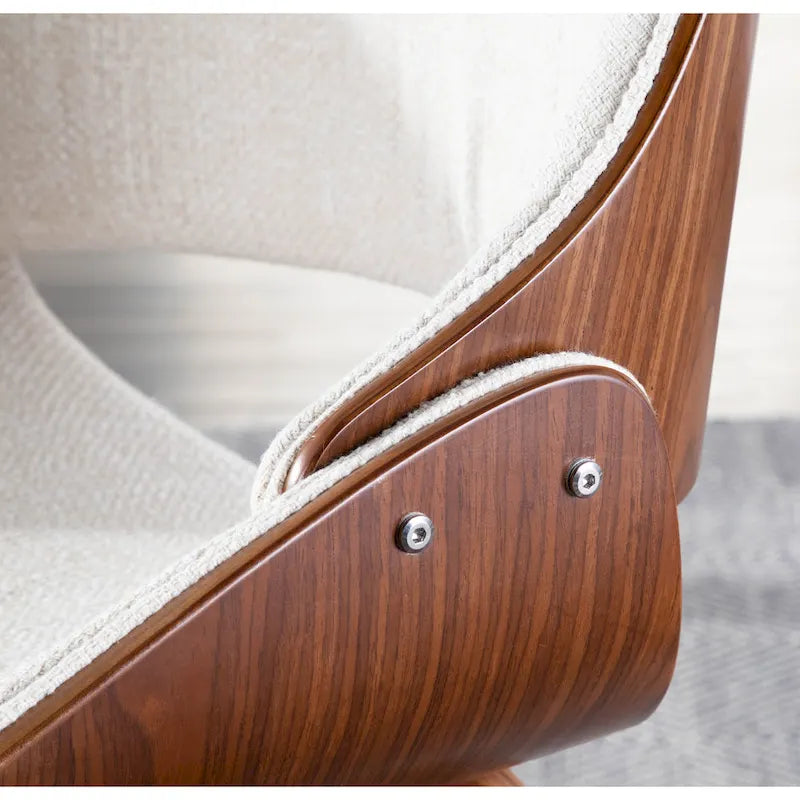 Mid-Century Modern Upholstered Dining Accent Chair with Bentwood Back