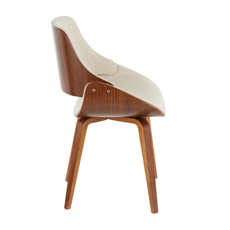 Mid-Century Modern Upholstered Dining Accent Chair with Bentwood Back