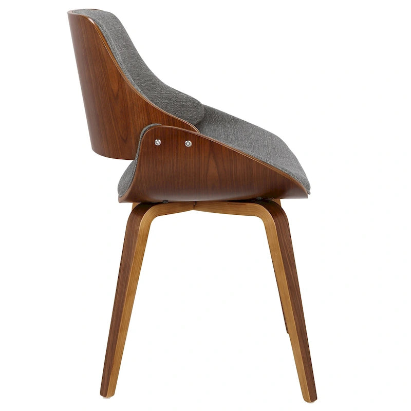 Mid-Century Modern Upholstered Dining Accent Chair with Bentwood Back