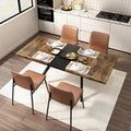Retro Rectangular Extendable Dining Table with Black Embossed Iron Legs