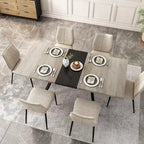 Retro Rectangular Extendable Dining Table with Black Embossed Iron Legs