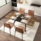 Retro Rectangular Extendable Dining Table with Black Embossed Iron Legs