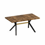 Retro Rectangular Extendable Dining Table with Black Embossed Iron Legs