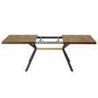 Retro Rectangular Extendable Dining Table with Black Embossed Iron Legs