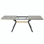 Retro Rectangular Extendable Dining Table with Black Embossed Iron Legs