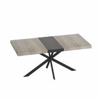 Retro Rectangular Extendable Dining Table with Black Embossed Iron Legs