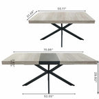 Retro Rectangular Extendable Dining Table with Black Embossed Iron Legs