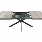 Retro Rectangular Extendable Dining Table with Black Embossed Iron Legs