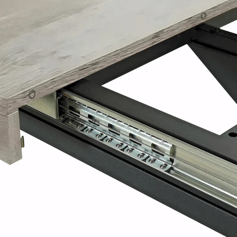 Retro Rectangular Extendable Dining Table with Black Embossed Iron Legs