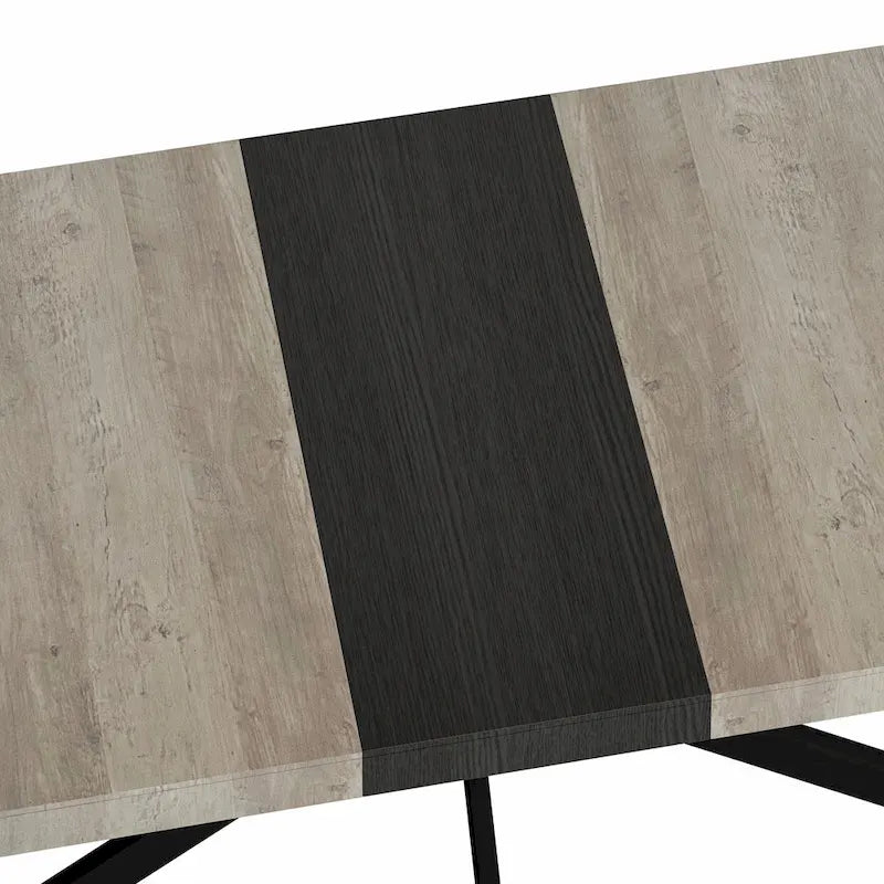 Retro Rectangular Extendable Dining Table with Black Embossed Iron Legs