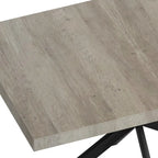 Retro Rectangular Extendable Dining Table with Black Embossed Iron Legs