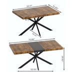 Retro Rectangular Extendable Dining Table with Black Embossed Iron Legs