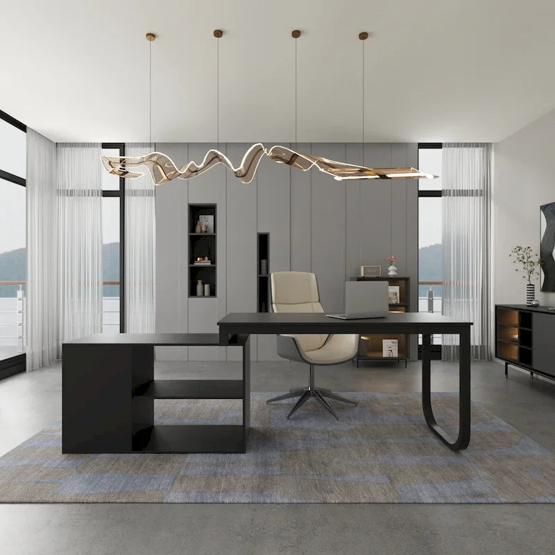 55-inch L Shaped Office Computer Desk w/ Drawers