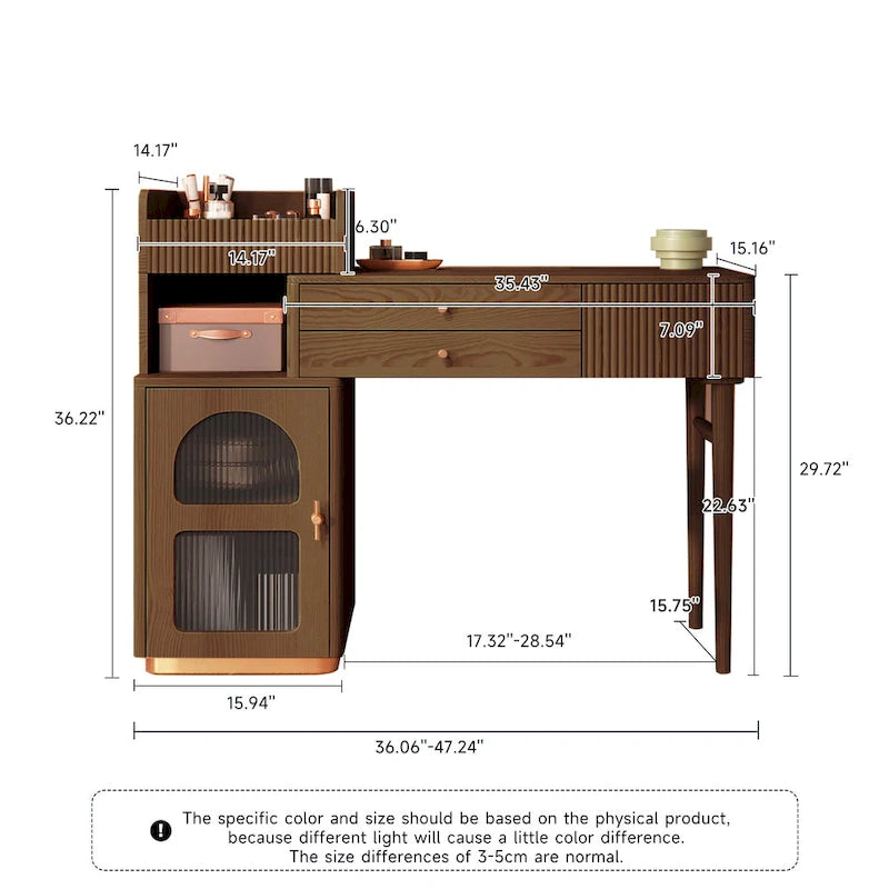 Vanity Makeup Table with 3 Drawers