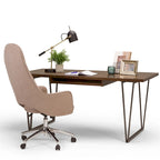 Solid Wood Industrial 66-Inch Wide Writing Office Desk Brown