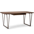 Solid Wood Industrial 66-Inch Wide Writing Office Desk Brown