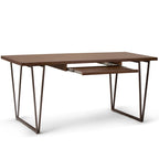 Solid Wood Industrial 66-Inch Wide Writing Office Desk Brown