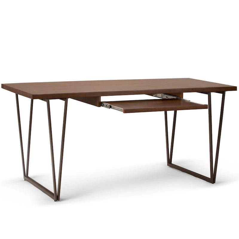 Solid Wood Industrial 66-Inch Wide Writing Office Desk Brown