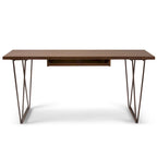 Solid Wood Industrial 66-Inch Wide Writing Office Desk Brown