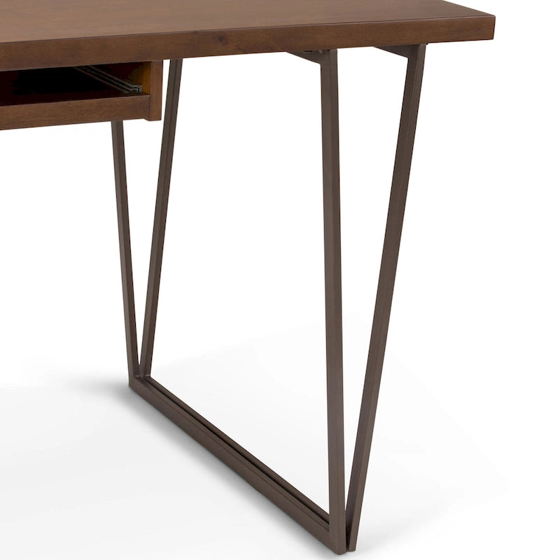 Solid Wood Industrial 66-Inch Wide Writing Office Desk Brown