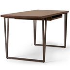 Solid Wood Industrial 66-Inch Wide Writing Office Desk Brown