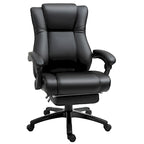 Executive Home Office Chair Padded High Back PU Leather Recliner with Retractable Footrest, Adjustable Height, Black