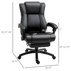 Executive Home Office Chair Padded High Back PU Leather Recliner with Retractable Footrest, Adjustable Height, Black
