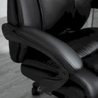 Executive Home Office Chair Padded High Back PU Leather Recliner with Retractable Footrest, Adjustable Height, Black