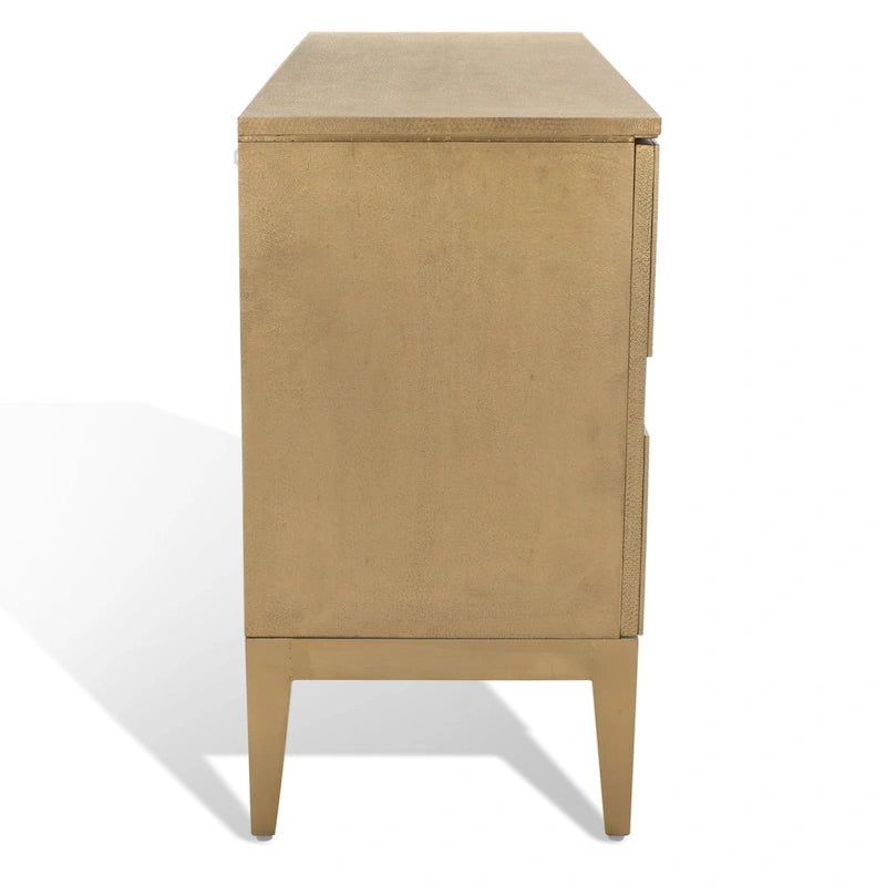 Handmade Brass-Covered Sideboard with Recycled Wood Frame