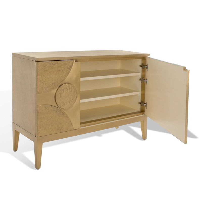 Handmade Brass-Covered Sideboard with Recycled Wood Frame