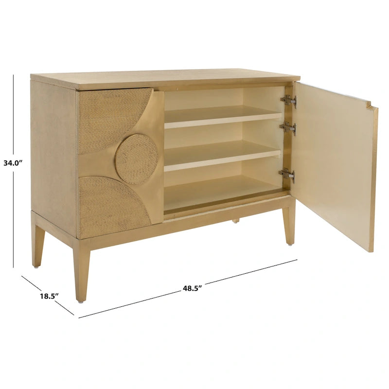 Handmade Brass-Covered Sideboard with Recycled Wood Frame