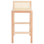 Low Back Cane Rattan Counter Stool with Beech Wood Frame