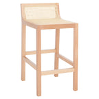 Low Back Cane Rattan Counter Stool with Beech Wood Frame