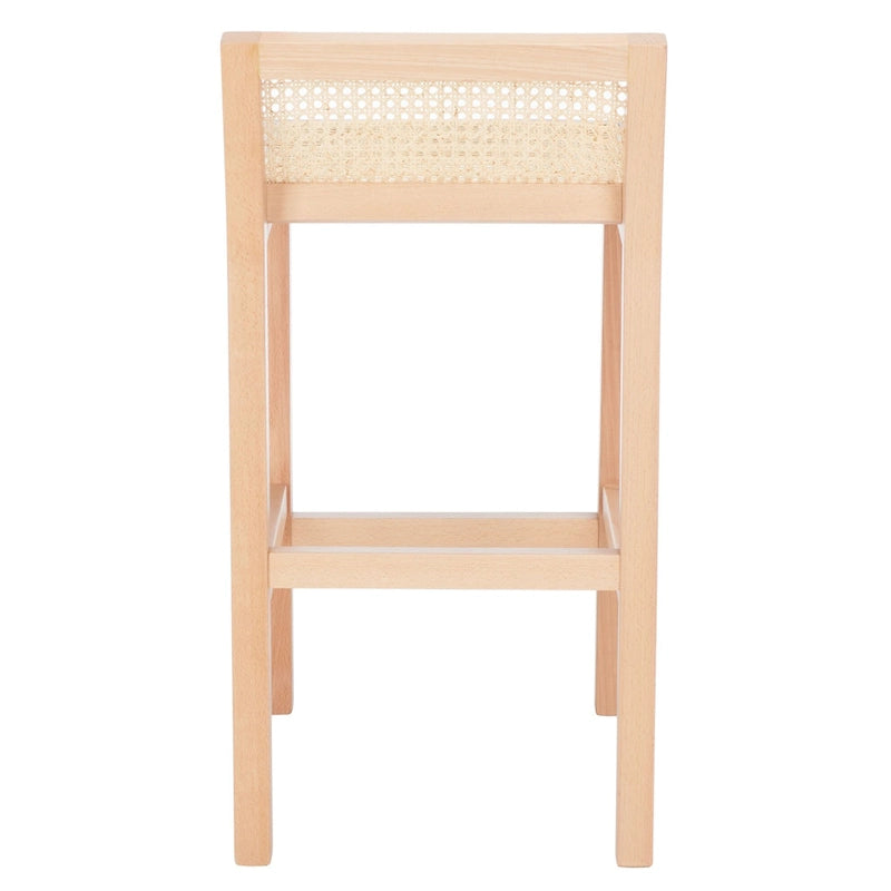 Low Back Cane Rattan Counter Stool with Beech Wood Frame