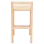 Low Back Cane Rattan Counter Stool with Beech Wood Frame