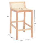 Low Back Cane Rattan Counter Stool with Beech Wood Frame