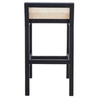 Low Back Cane Rattan Counter Stool with Beech Wood Frame