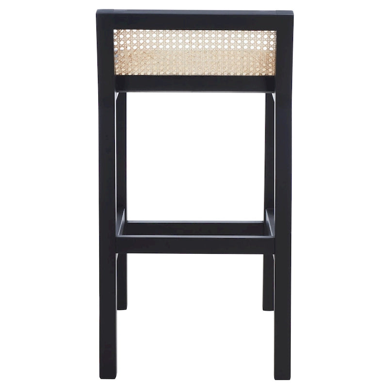 Low Back Cane Rattan Counter Stool with Beech Wood Frame