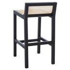 Low Back Cane Rattan Counter Stool with Beech Wood Frame