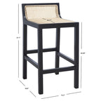 Low Back Cane Rattan Counter Stool with Beech Wood Frame