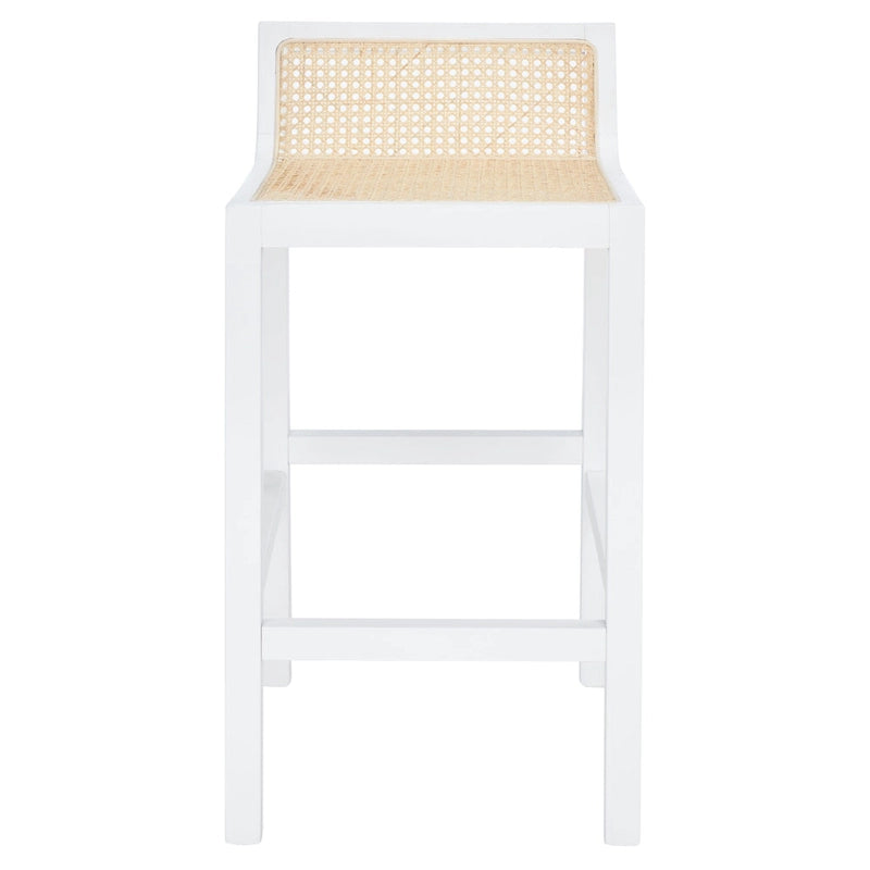 Low Back Cane Rattan Counter Stool with Beech Wood Frame